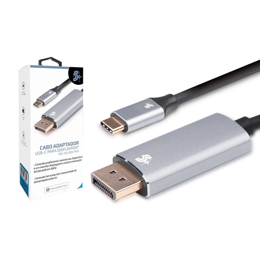 Cabo Adaptador Usb-c P/ Displayport Macho 4k 60hz