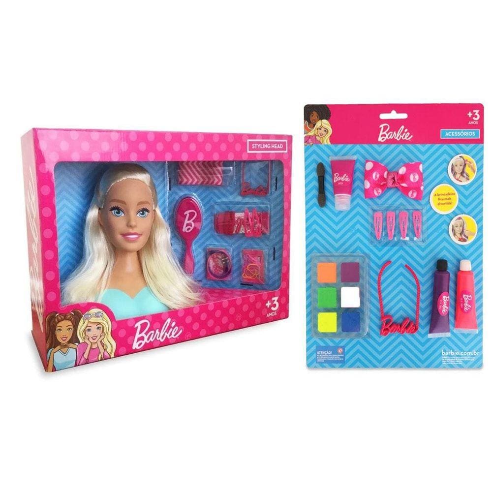 Boneca Barbie Busto P/pentear + Kit Salão De Beleza -c/vídeo