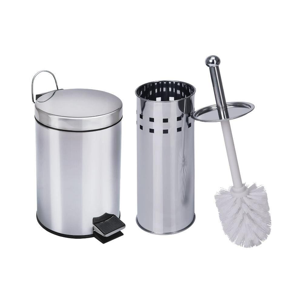 Kit Lixeira aço inox 3 litros + 1 escova Sanitária Travel Max