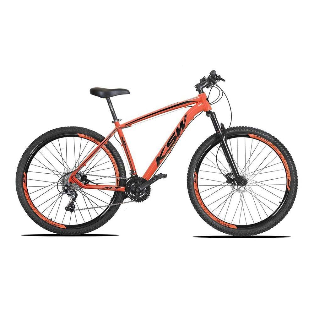 Bicicleta Aro 29 KSW XLT 27v Hidráulico K7 e Trava Laranja Neon com Preto 21