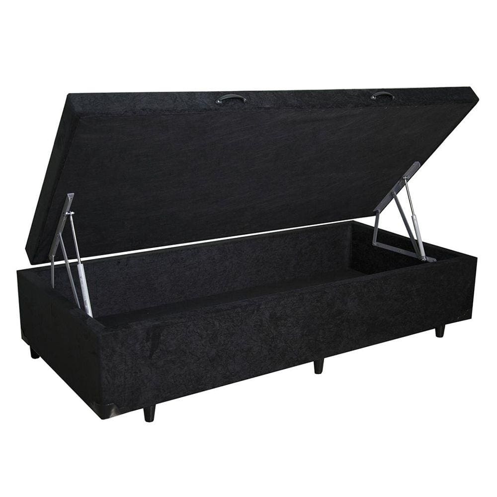 Base Box Baú Solteiro Belos Sonhos Suede Preto 49x88x188