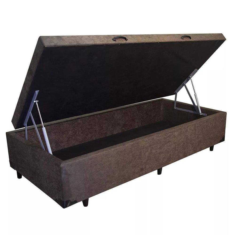 Base Box Baú Solteirão Belos Sonhos Suede Marrom 49x96x203