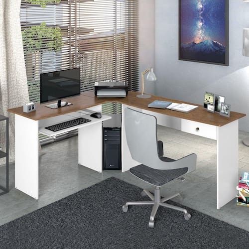 Escrivaninha para Escritório em L 1 Gaveta Max Zanzini Madeirado / Branco é ruim? Escrivaninha para Escritório em L 1 Gaveta Max Zanzini Madeirado / Branco é boa?