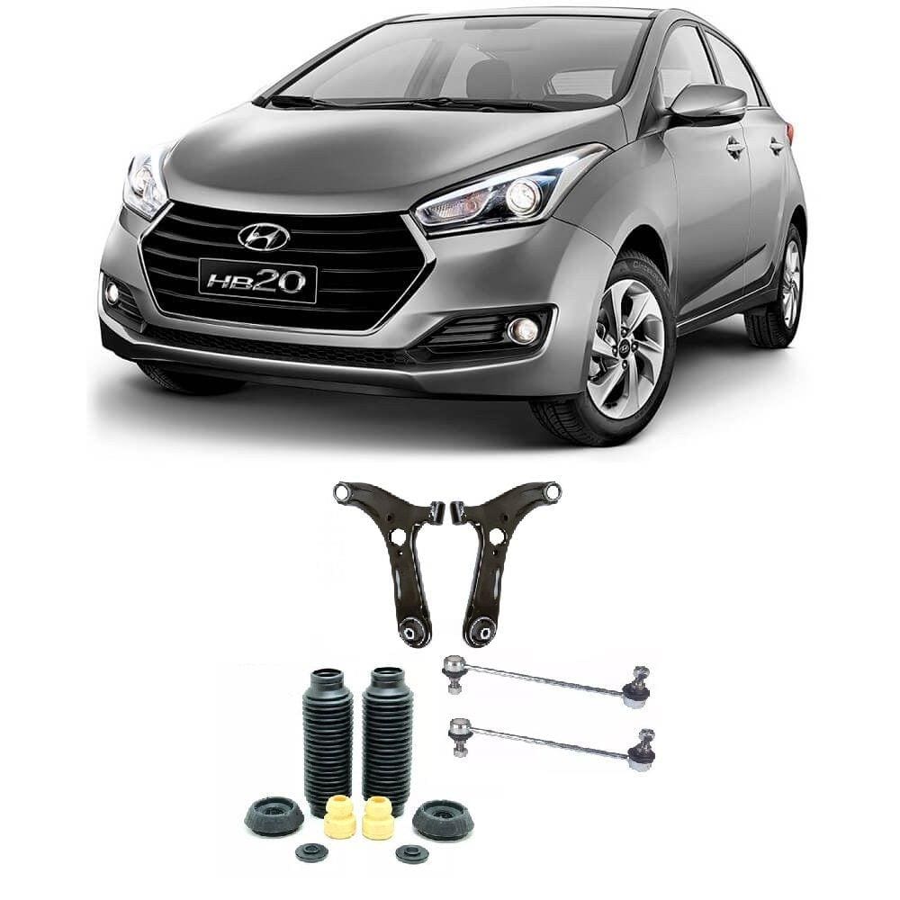 Bandeja + Bieleta + Kit Batente Hyundai Hb20 C Limitador 2016 Até 2019 Dianteiros - O Par