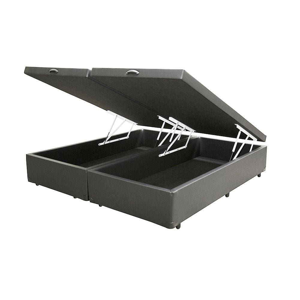 Base Box Baú Queen Bipartido Belos Sonhos Sintético Cinza 41x158x198
