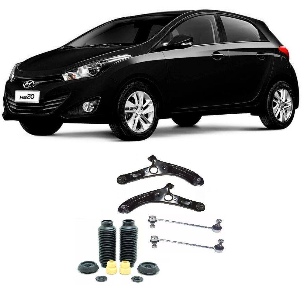 Bandeja + Bieleta + Kit Batente Hyundai Hb20 2012 Até 2015 Dianteiros - O Par