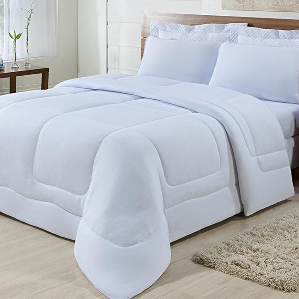 Kit 03 Peças Edredom Casal Queen 100% Algodão Branco