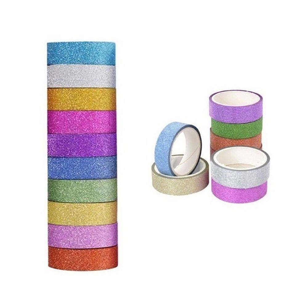 Kit 30 Fitas Washi Tape Adesiva Glitter Decorativa Artesanato Planner