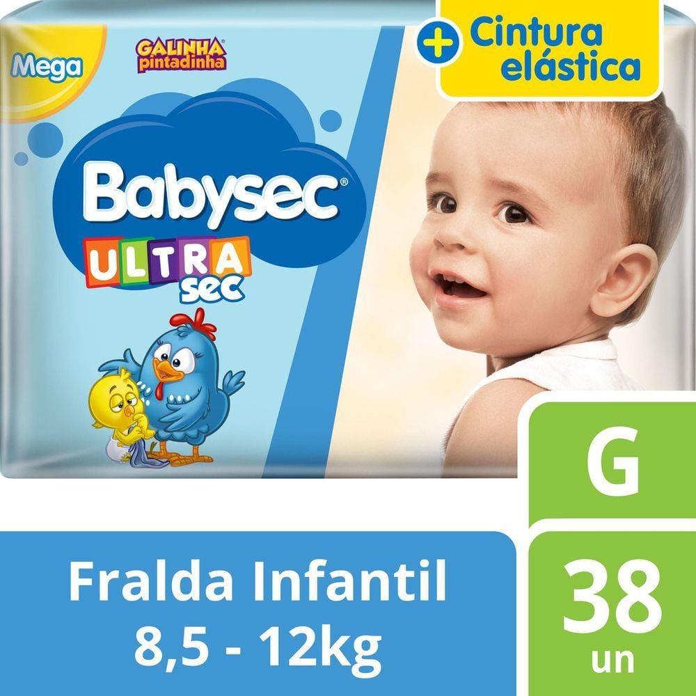 Fralda Descartável Babysec Galinha Pintadinha Ultrasec Mega G 38 Un
