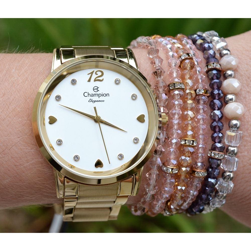 Relogio Champion Feminino Dourado Medio Cn24066h