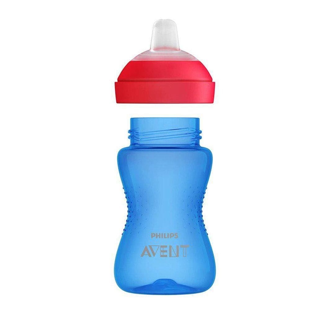 Copo De Transição C/Bico De Silicone Azul/Vermelho 300Ml
