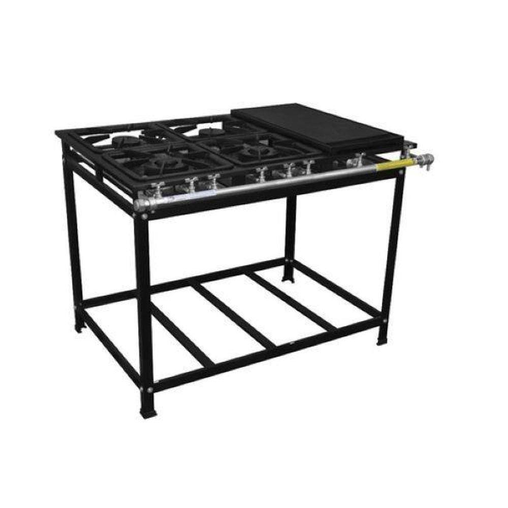 Fogão Industrial 4 Bocas Sem Forno com Chapa perfil 7 Luxo - Cristalaço