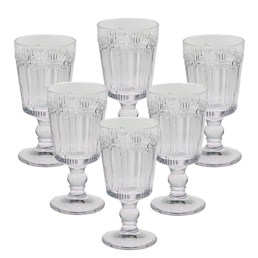 Conjunto de 6 Taças em Vidro Transparente Flowers 260 ml Taça061 - Casambiente