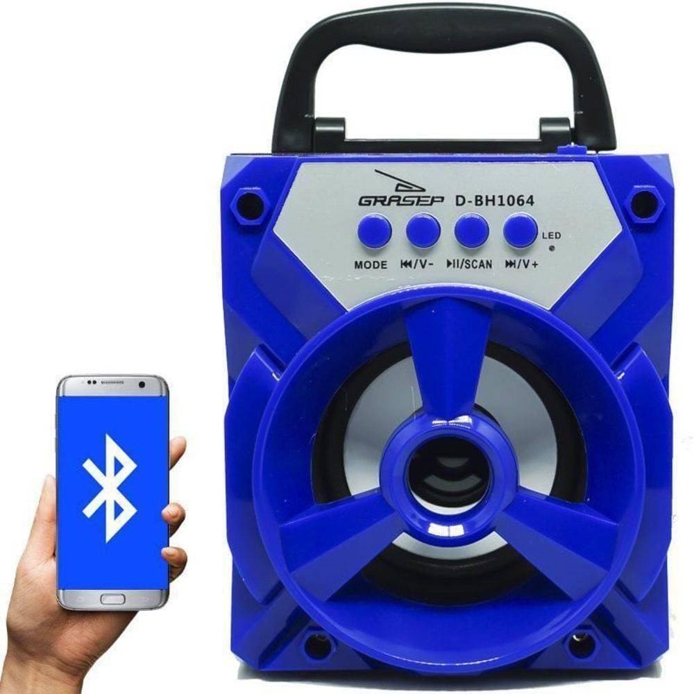 Caixa de Som Portátil Bluetooth Mp3 Usb Radio Fm Auxiliar 6w Bh1064 - Azul