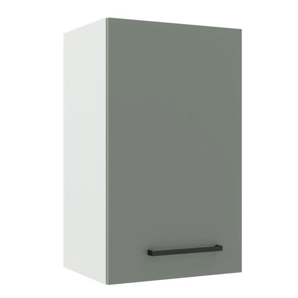 Armário Aéreo Madesa Agata 40 cm 1 Porta Branco e Cinza