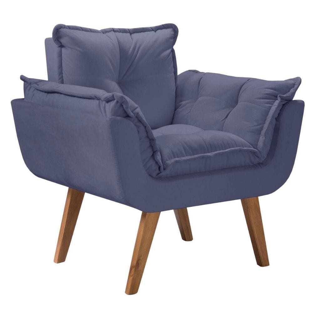 Poltrona Decorativa Opala Suede Azul