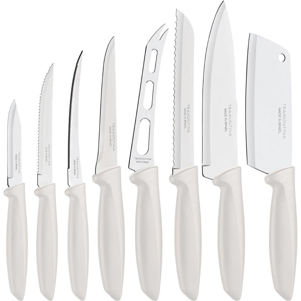 Jogo Facas Inox 8 Pçs Cabo Branco Plenus