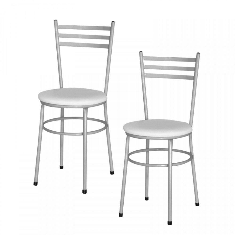 2 Cadeiras Epoxi Prata Para Cozinha Branco