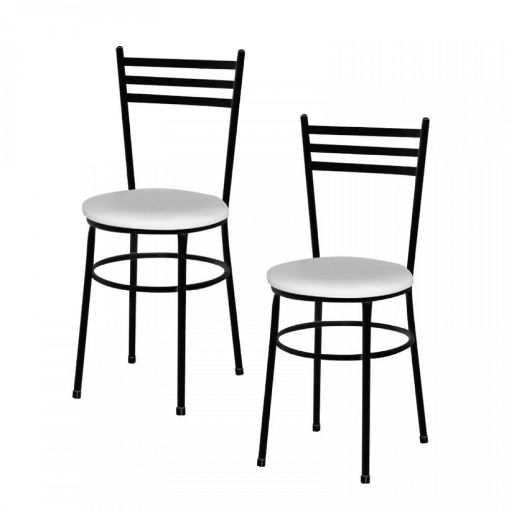 2 Cadeiras Epoxi Preta Para Cozinha Branco