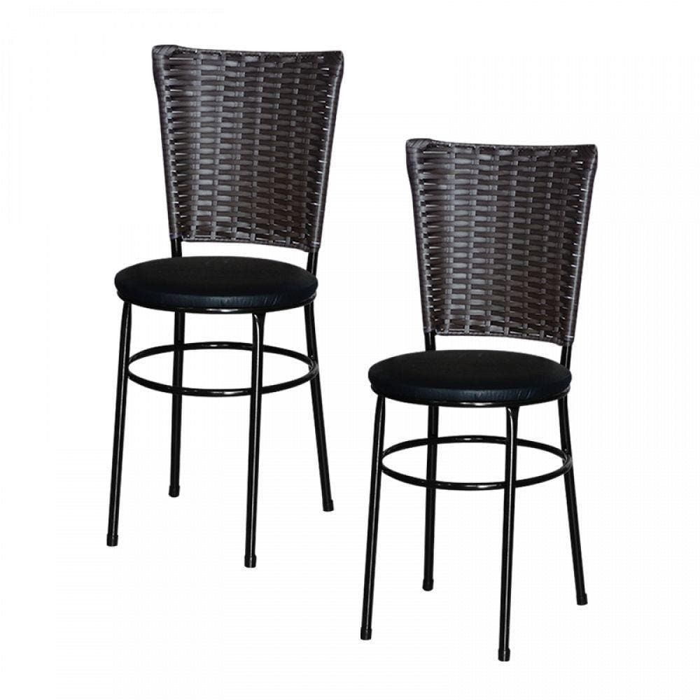 2 Cadeiras Preta Para Cozinha Hawai Café Preto