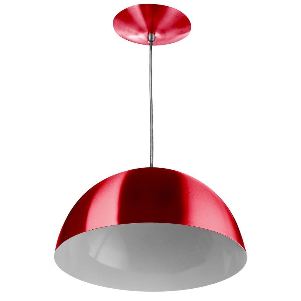 Lustre Pendente Meia Lua 40cm Alumínio Cereja Magnifico