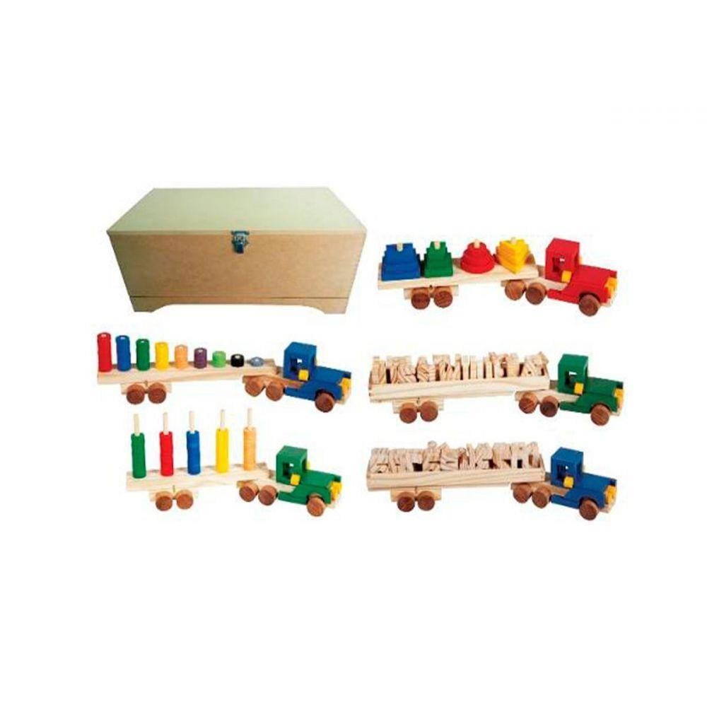 Brinquedos Educativos Baú Carreta Didáticas 5 Carretas