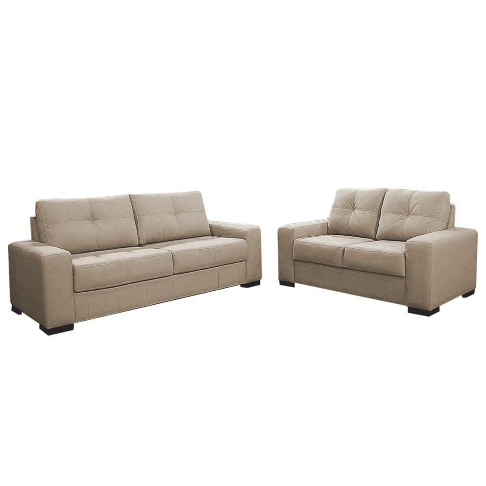 Sofá 2 E 3 Lugares Turim Couro Bege 66