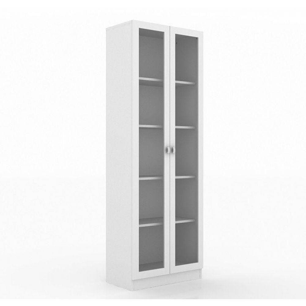 Armário com Portas de Vidro Escritório Branco Tecno Mobili