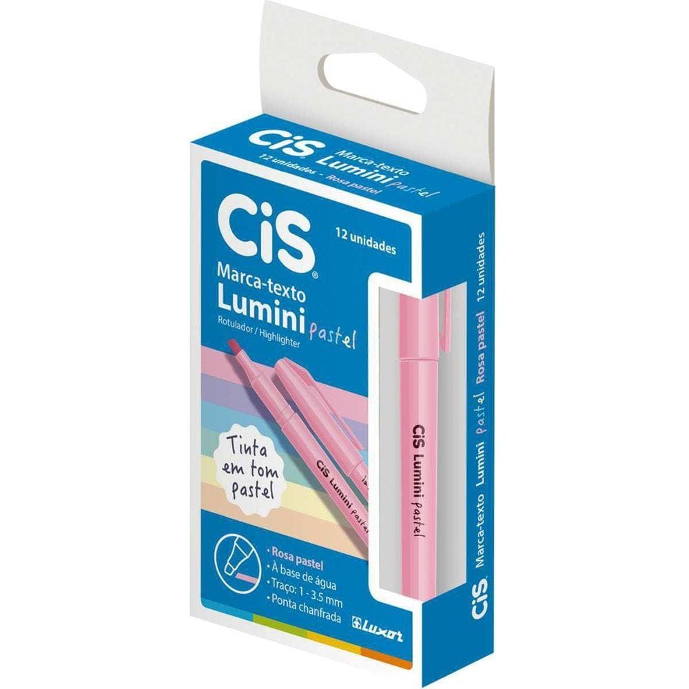 Caneta Marca Texto Cis Lumini Rosa Pastel