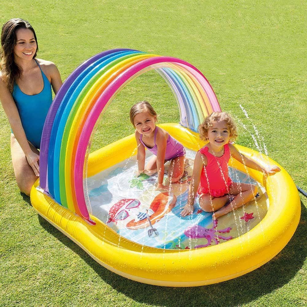 Piscina Inflável Infantil com Jatos Arco iris 84 Litros Intex