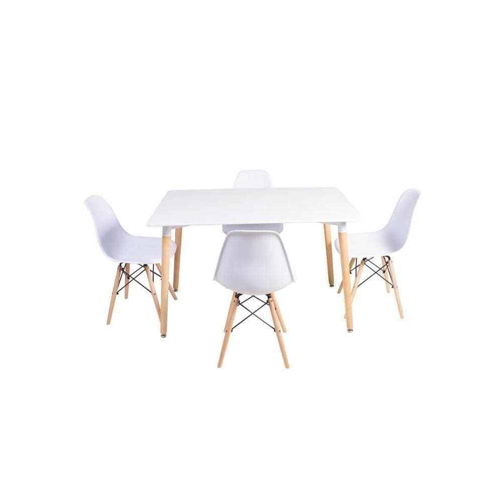 Kit Mesa Jantar Eiffel 120x80cm com 4 Cadeiras Eames Eiffel