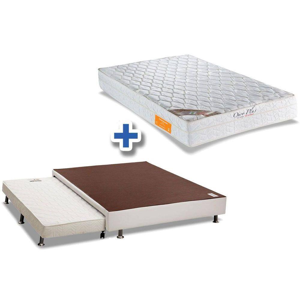 Conjunto Cama Box 37cm + Colchão Solteiro Orthoclinico Ouro Azul Orthocrin  88X188X24 MobyCasa Moveis em Promoção | Ofertas na Americanas