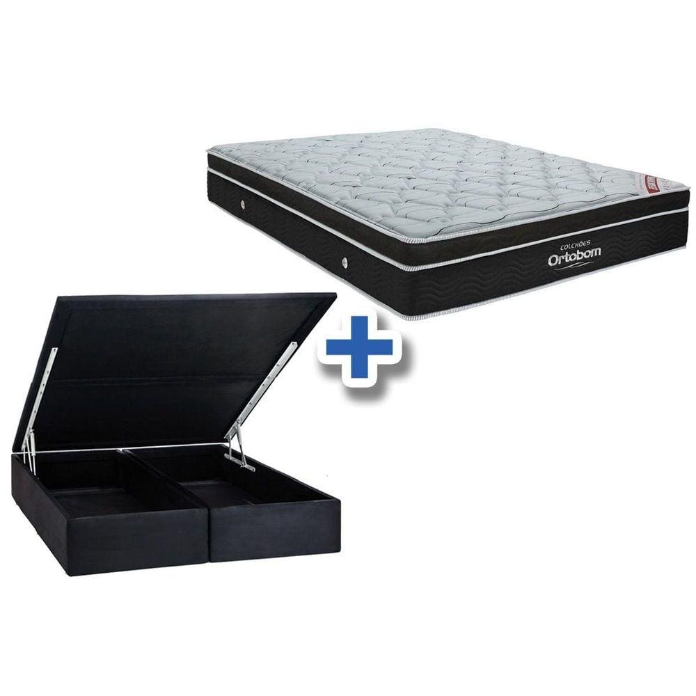 Conjunto Baú-Colchão Ortobom Elegant+Cama Queen 158