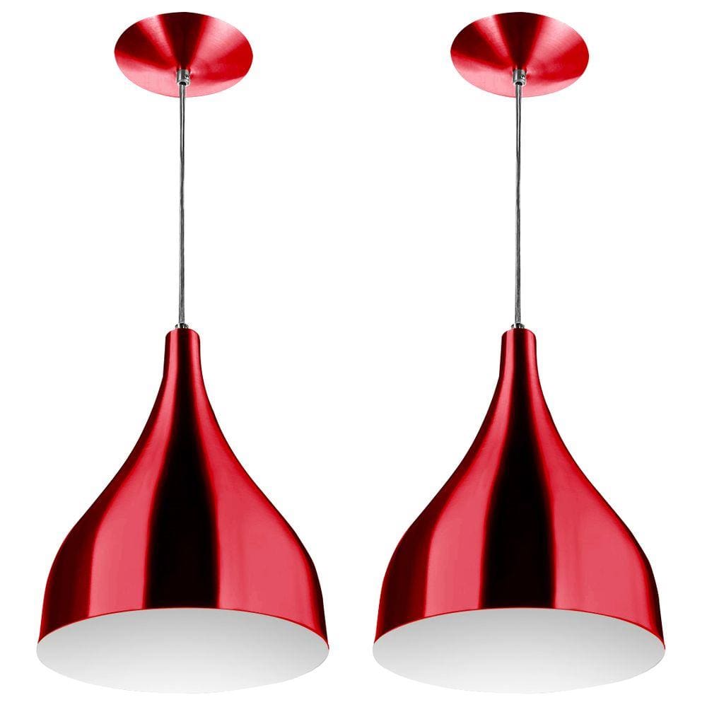 Kit 2 Lustres Pd Gota Pequena Alumínio 21cm Cereja