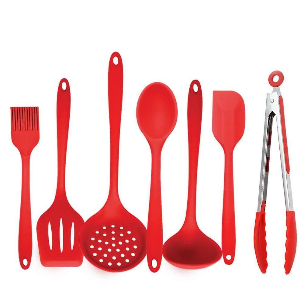 Kit Utensílios De Cozinha Silicone Profissional Vermelho K2