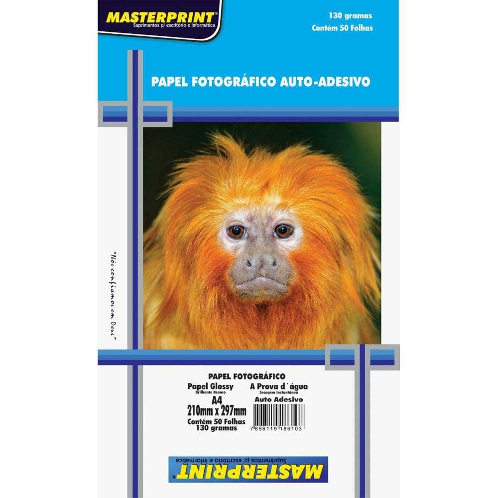 Papel Fotografico INKJET A4 GLOSSY Adesivo 130G (7898119103865)