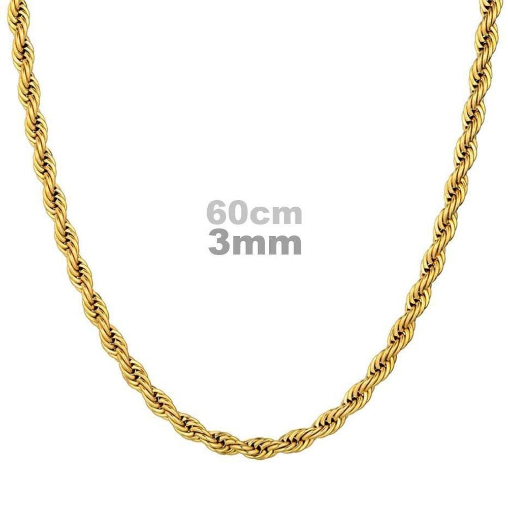 Correntinha Cordão Baiano Torcido 3Mm 60Cm Dourado