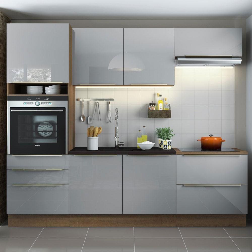Cozinha Completa Madesa Lux com Armário e Balcão 6 Portas 5 Gavetas - Rustic/Cinza