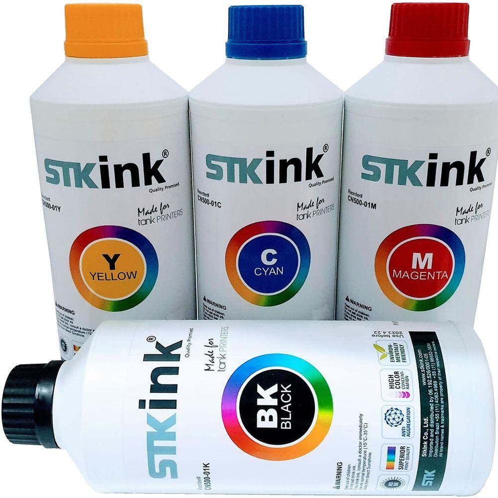 Tinta STK T504 L6161 L4150 L4160 L6191 L6171 para Ecotank Epson - 1 Litro Black + 3 x 500ml Color