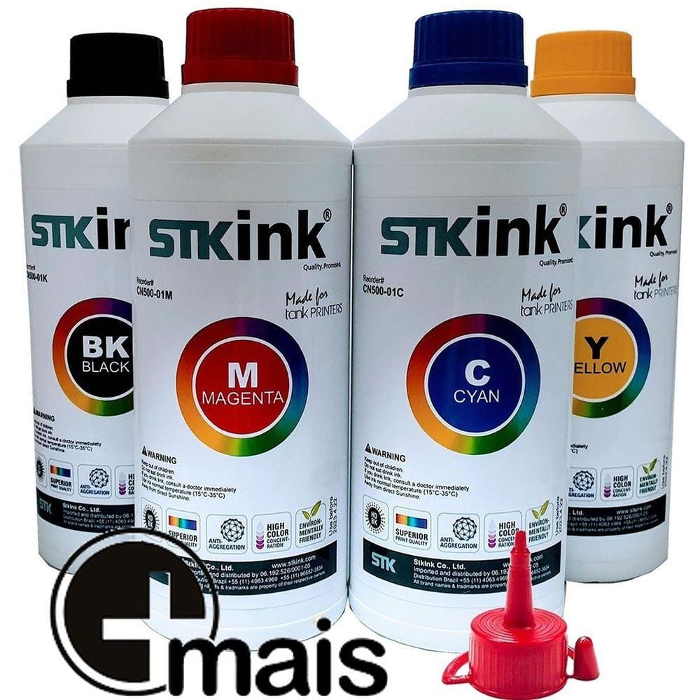 Tinta STK T544 L3110 L3150 L5190 para Ecotank Epson - 250ml Black + 3 x 100ml Color