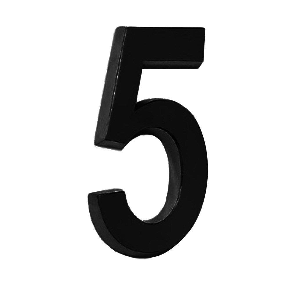 Número Residencial 3D ”5” Plástico ABS Preto Metalcromo