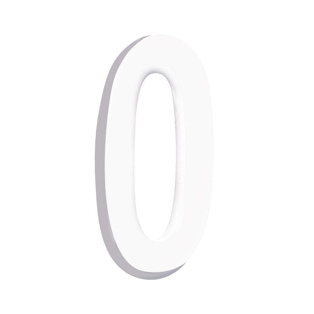 Número Residencial 3D ”0” Plástico ABS Branco Metalcromo