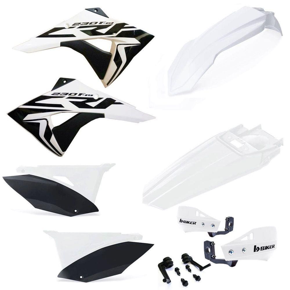 Kit Plástico Biker Elite Crf 230f Com Adesivos E Protetor Mão
