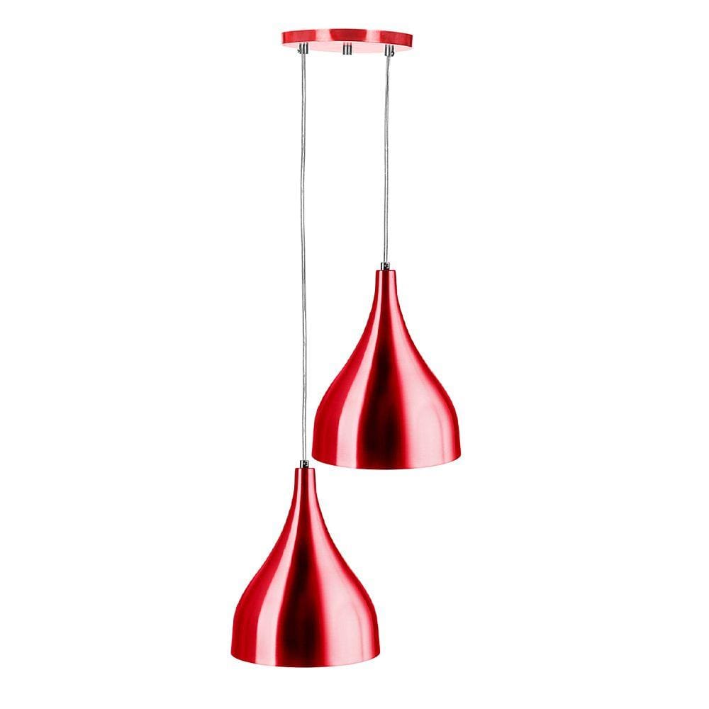 Lustre Pendente Aluminio Gota Duplo 21cm Cereja