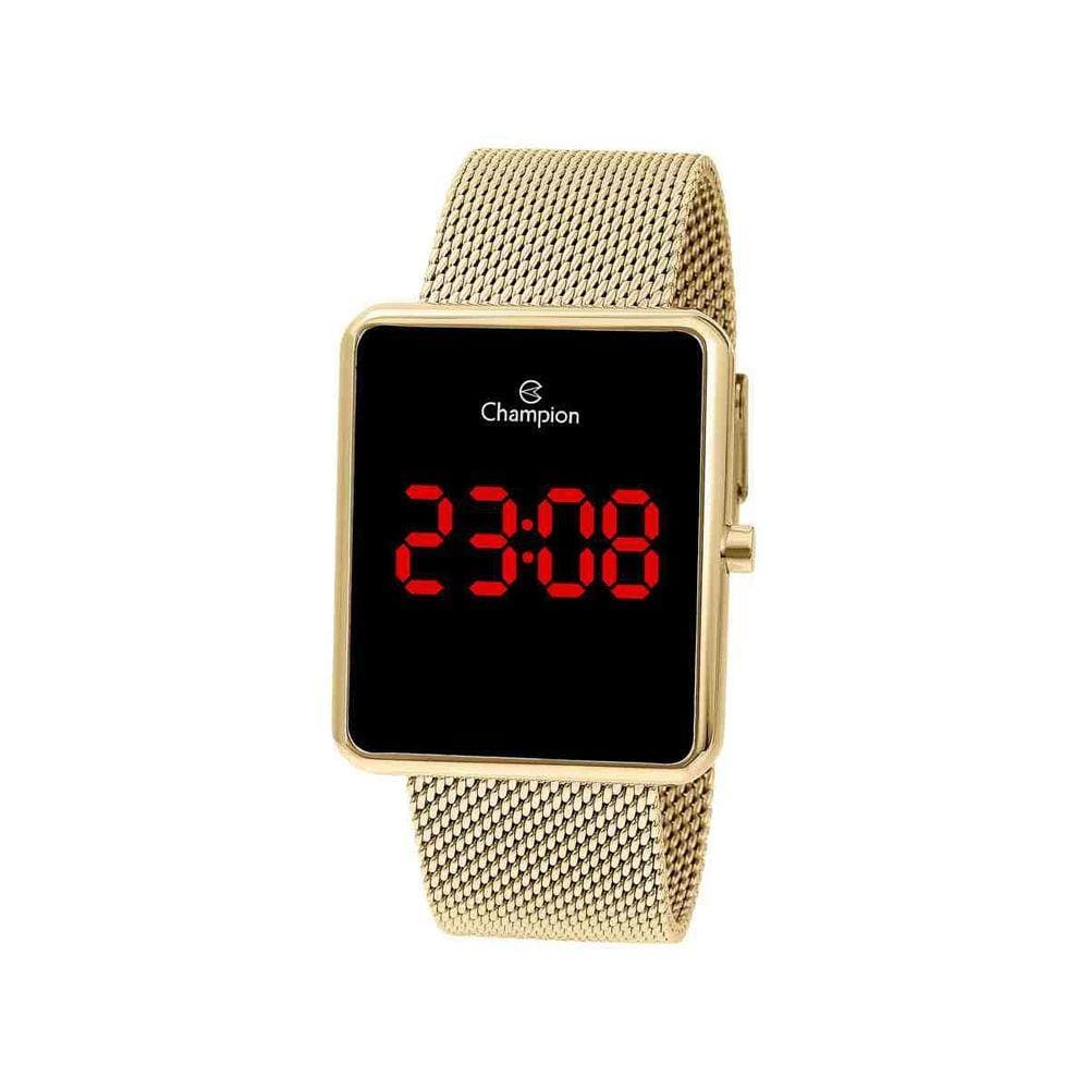 Relógio Champion Feminino Digital Dourado Quadrado Ch40080V