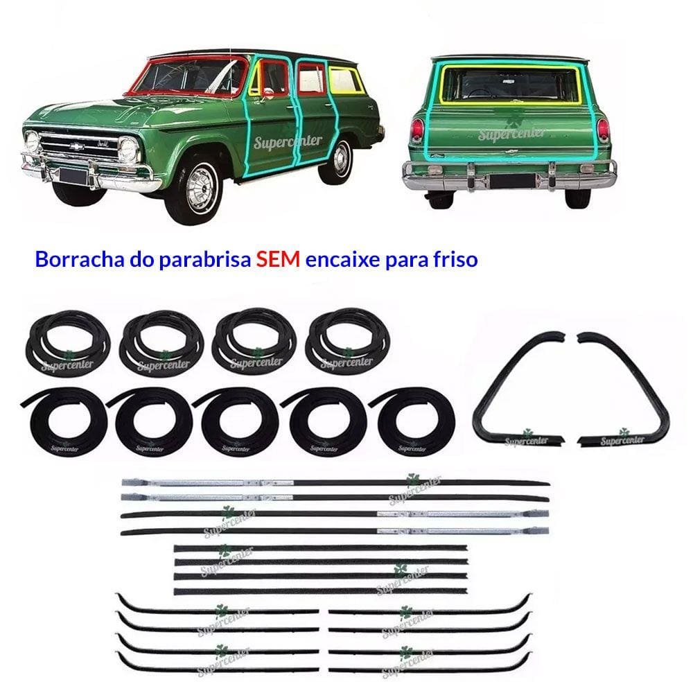 Kit Borracha Porta Parabrisa Canaleta Vento Veraneio 64 A 84