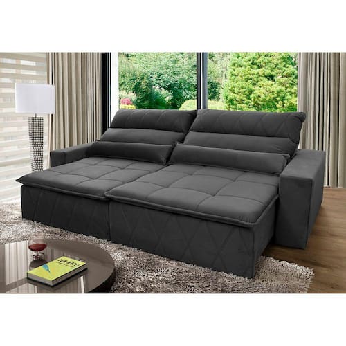 Sofá Retrátil Reclinável Amsterdam 2,30m Suede Velut Cinza c/ Molas no Assento - King House é boa?