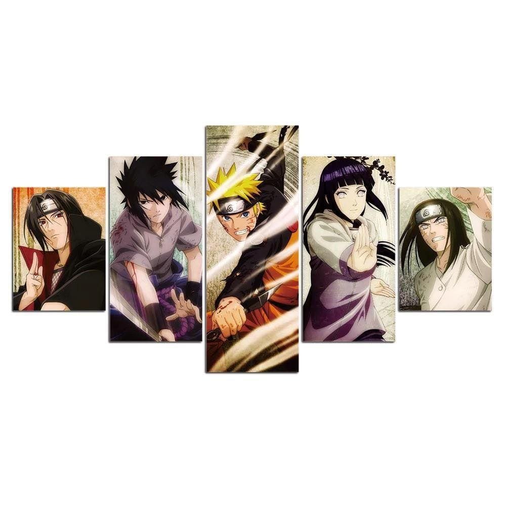 Quadros Decorativos 5 Peças Naruto Uchihas Hyuuga