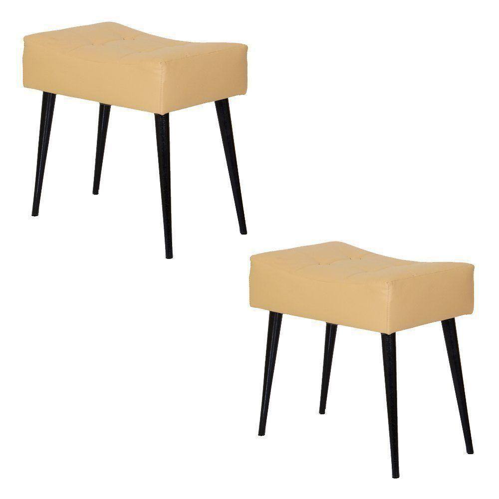 2 Puffs Banquetas Nobre Mostarda Preto Stay Puff