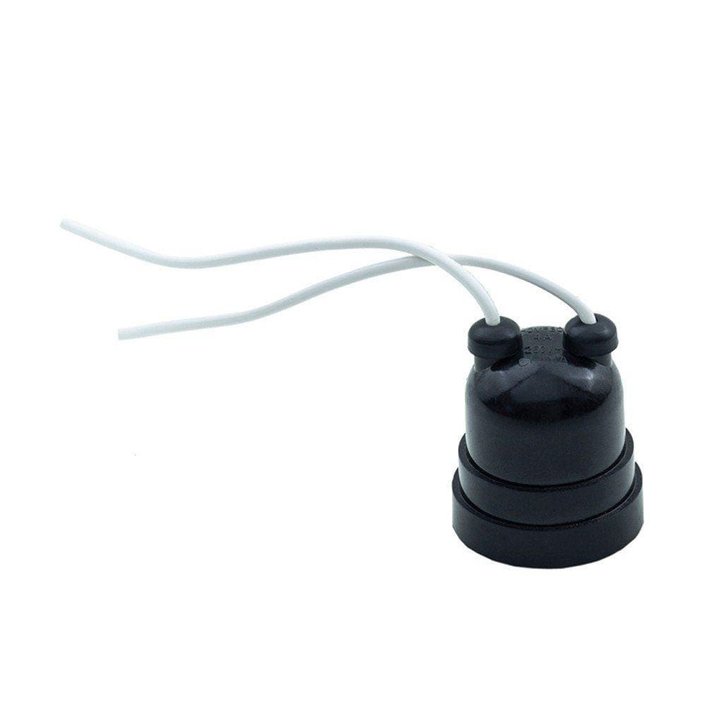 Soquete Baquelite Termoplástico Preto E-27 Pendente com Rabicho Branco Thompson